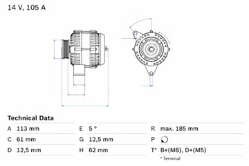 BOSCH ГЕНЕРАТОР ALFA ROMEO 159 FIAT BRAVO II CROMA GRANDE PUNTO