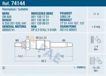 СВЕЧА НАКАЛА MERCEDES 2.5D MUSSO