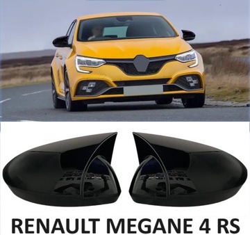 НАКЛАДКИ КОРПУСА ЗЕРКАЛ RENAULT MEGANE 4 IV MK4 RS ЧЕРНЫЙ ГЛЯНЕЦ 2016-