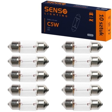 ЛАМПОЧКА SENSO C5W 12V 5W 31MM SV8.5 ТРУБКА RURKOWA СЕРТИФИКАЦИЯ E4 X10SZTUK