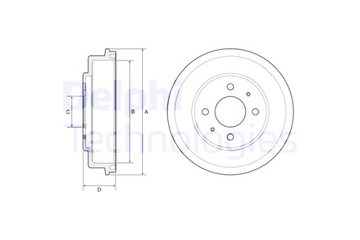 DELPHI БАРАБАНЫ ТОРМОЗНЫЕ 2 ШТУКИ. HYUNDAI ACCENT ACCENT ADMIRE EXCEL 1.5L