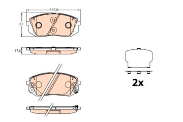 КОЛОДКИ ТОРМОЗНЫЕ ПЕРЕД HYUNDAI I40 I I40 I CW 1.6-2.0 07.11-05.19 TRW