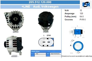 BV PSH ГЕНЕРАТОР AUDI 120A ГЕНЕРАТОР