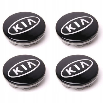 KIA 58MM NOWYE КОЛПАЧКИ ЧЕРНЫЕ 4 ШТ