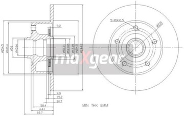 MAXGEAR ДИСК HAM. VW T. A4 1,6-2,8 Z PIERŚCIENIEM ABS!!!!!