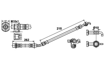 ATE ПАТРУБОК ТОРМОЗНОЙ ПЕРЕД L DŁ 262 498MM 215MM ŚR 10MM M10X1 SUBARU