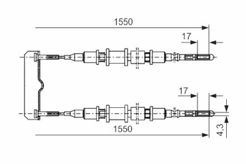 BOSCH ТРОС ТОРМОЗНОЙ РУЧНОГО ЗАД L/P OPEL OMEGA A OMEGA B SENATOR B