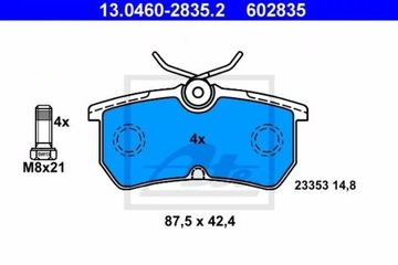 ATE 602835 КОМПЛЕКТ КОЛОДОК ТОРМОЗНЫХ, ТОРМОЗА TARCZOWE