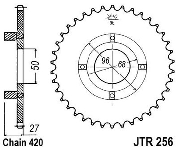 JT ЗУБЧАТКА ЗАДНЯЯ JT JTR256,42