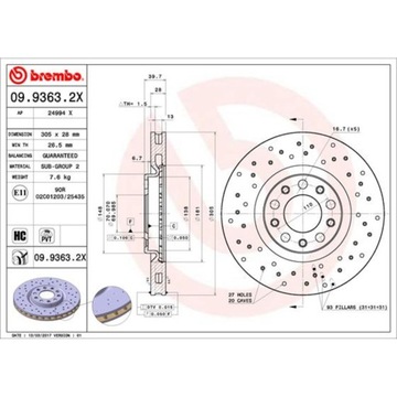 ДИСК ТОРМОЗНОЙ BREMBO 09.9363.2X