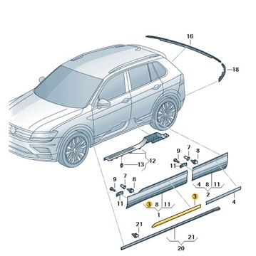 НАКЛАДКА ДЕКОРАТИВНЫЙ ДВЕРЬ ПРАВАЯ ПЕРЕД VW TIGUAN SEAT