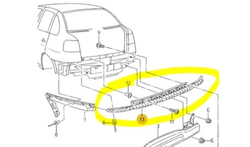 КРЕПЛЕНИЕ НАПРАВЛЯЮЩАЯ БАМПЕРА ЗАД SEAT CORDOBA