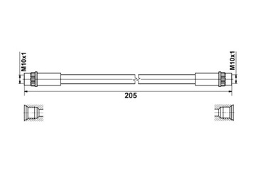 ATE ПАТРУБОК ТОРМОЗНОЙ DŁ 205MM M10X1 M10X1 RENAULT TWINGO III SMART