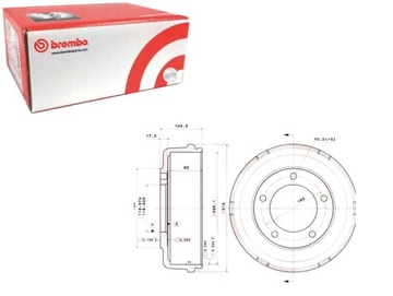 БАРАБАНЫ ТОРМОЗНЫЕ 2 ШТУКИ. ЗАД FORD TRANSIT 2.0D 08.00-05.06 BREMBO