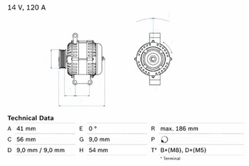 BOSCH ГЕНЕРАТОР FIAT FIORINO 1.3MJT 10-