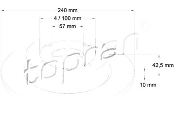 TOPRAN ДИСКИ ТОРМОЗНЫЕ ТОРМОЗНЫЕ 2 ШТУКИ. ЗАДНЯЯ OPEL ASTA G 98- 240MM X 10MM