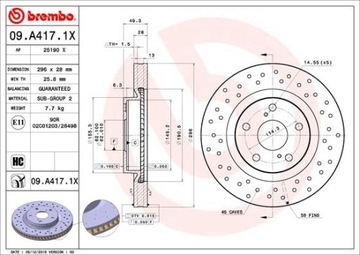 BREMBO XTRA TOYOTA RAV4 III 296MM ГАЛЬМІВНІ ДИСКИ ПЕРЕД 09.A417.1X