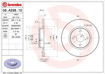 ДИСК ГАЛЬМІВНИЙ ЗАДНЯ TOYOTA COROLLA 97-01