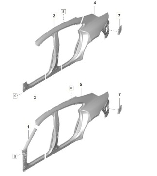 FRAGMENT ŚCIANY БОКОВОЙ ЭЛЕМЕНТ ПОРОГА ЛЕВЫЙ PORSCHE TAYCAN 9J1809021YGRV