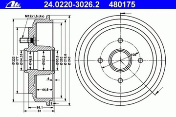 БАРАБАН ТОРМОЗНОЙ FORD FIESTA 02-08