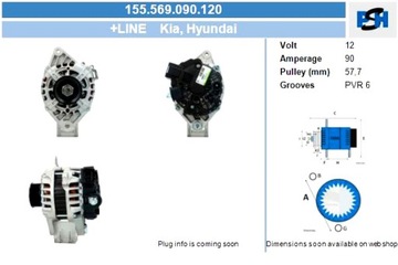 BV PSH ГЕНЕРАТОР HYUNDAI KIA 90A ГЕНЕРАТОР