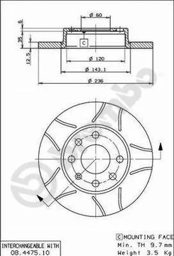 ДИСК ТОРМОЗНОЙ ПЕРЕД 236MM