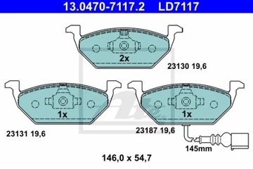 ATE 13.0470-7117.2 КОМПЛЕКТ КОЛОДОК ТОРМОЗНЫХ, ТОРМОЗА TARCZOWE