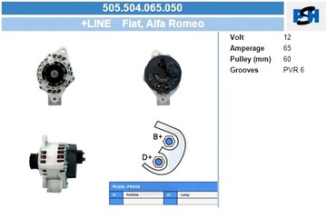 BV PSH ГЕНЕРАТОР FIAT LANCIA 65A ГЕНЕРАТОР