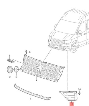 РЕШЕТКА БАМПЕРА ЛЕВАЯ VW CRAFTER II 2017- 7C0853665