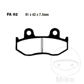 КОЛОДКИ ТОРМОЗНЫЕ ПЕРЕДНЯЯ EBC FA092R