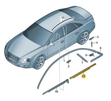 УПЛОТНИТЕЛЬ УПЛОТНИТЕЛЬ Z LISTWĄ ДЕКОРАТИВНЫЙ СТЕКЛА ЗАД ПРАВОЕ AUDI A8 D4 ASO