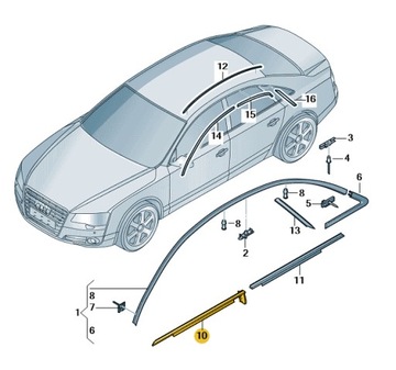 УПЛОТНИТЕЛЬ УПЛОТНИТЕЛЬ Z LISTWĄ ДЕКОРАТИВНЫЙ СТЕКЛА ПЕРЕД ПРАВОЕ AUDI A8 D4 ASO