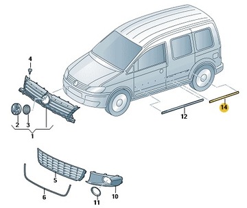 VW CADDY III НАКЛАДКА ДВЕРЬ ЗАД ПРАВОЕ OE 2K0853536E