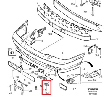 ЗАГЛУШКА ПРОТИВОТУМАНКИ ЛЕВАЯ VOLVO S70 I 1997-2000R