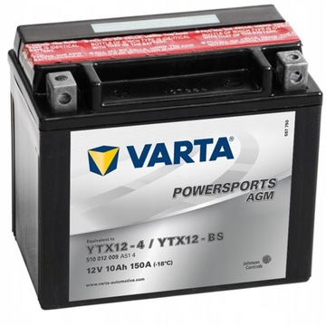 АККУМУЛЯТОР МОТОЦИКЛЕТНЫЙ VARTA YTX12-BS YTX12-4 10AH 150A AGM NAJNOWSZY МОДЕЛЬ