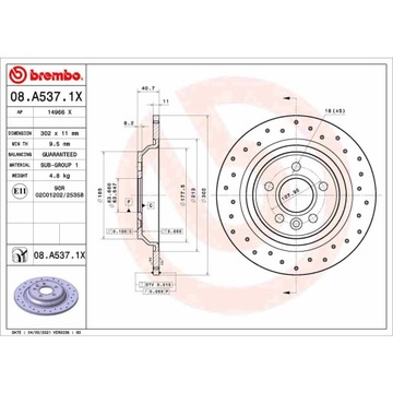 ДИСК ТОРМОЗНОЙ XTRA LINE - XTRA BREMBO 08.A537.1X