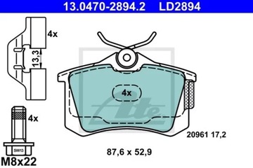 13.0470-2894.2 КОЛОДКИ HAM.CERAMIC ЗАДНИЙ VW GOLF V 03-