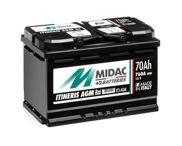 АККУМУЛЯТОР MIDAC P+ 70AH 760A L3D AGM