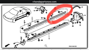 НАКЛАДКА ДЕКОРАТИВНЫЙ ДВЕРЬ ЛЕВЫЙ ЗАД HONDA ACCORD 1996-1997