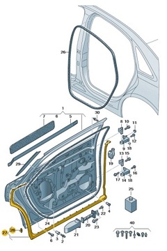 УПЛОТНИТЕЛЬ ДВЕРЬ ЗАД ВНЕШНЯЯ ЛЕВАЯ AUDI A8 D5 ASO ORYGNIAŁ НОВЫЙ