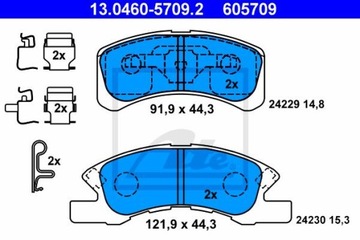 ATE 13.0460-5709.2 КОЛОДКИ ТОРМОЗНЫЕ ПЕРЕД MITSUBISHI MIRAGE SPACE STAR 12-