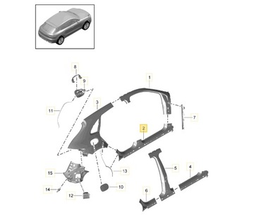 ПОРОГ ЛЕВЫЙ ВНЕШНИЙ PORSCHE MACAN 95B809673AYGRV