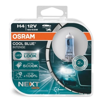 ЛАМПОЧКИ HALOGENOWE OSRAM H4 12V 60/55W P43T COOL BLUE NEXT GEN 5000K / 2 SZ