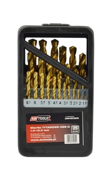 AWTOOLS WIERTŁA DO METALU HSS-G TYTAN КОМПЛЕКТ 25ELEM. /1,0-13,0MM/ AW42325