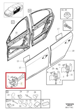 ОГРАНИЧИТЕЛЬ ДВЕРЬ ПЕРЕДНИХ VOLVO S80 II 07-16R