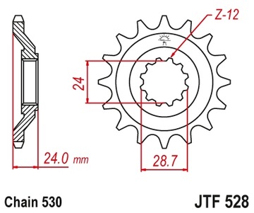 ЗУБЧАТКА ПЕРЕДНЯЯ 530 17 KAWASAKI ZZ-R 1100 '90-92'(JTF528.17JT) (ŁAŃC. 530)