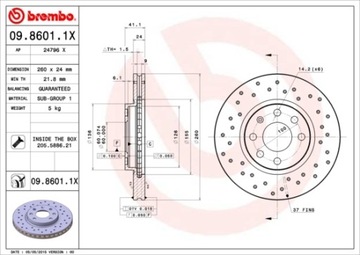 ДИСК ТОРМОЗНОЙ BREMBO 09.8601.1X