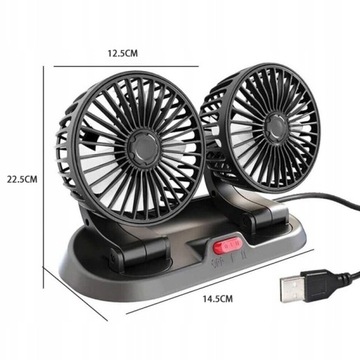 VĚTRÁČEK VENTILÁTOR DVOJITÝ AUTOMOBIL 5V USB