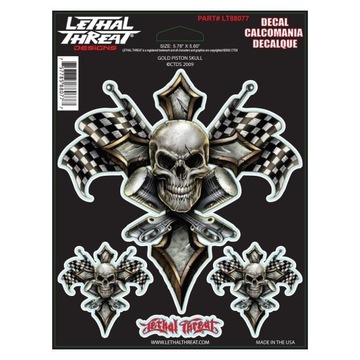 НАКЛЕЙКА LETHALTHREAT LT88077 PISTON SKULL 15X20CM