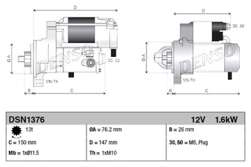 DENSO СТАРТЕР BMW 1 F20 1 F21 2 F22 F87 2 F23 3 E90 3 F30 F80 3